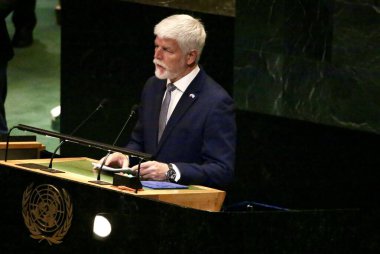 24 Eylül 2025, New York, ABD: Çek Cumhuriyeti Başkanı Ekselansları Petr Pavel BM genel merkezinde gerçekleştirilen UNGA 80 Genel Kurul Müzakeresi 'nde (niyi fote / thews2)