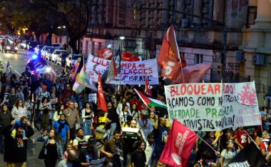 Porto Alegre (SC), 2 Ekim 2025 Flotilla / Protesto / Gazze A Küresel Sumud Filosu ile dayanışma gösterileri Rio Grande do Sul 'un başkentinde gerçekleşti. (Viyolonsel Oliver\ yeni2)        