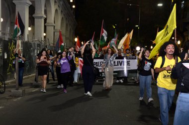 Porto Alegre (SC), 2 Ekim 2025 Flotilla / Protesto / Gazze A Küresel Sumud Filosu ile dayanışma gösterileri Rio Grande do Sul 'un başkentinde gerçekleşti. (Viyolonsel Oliver\ yeni2)        