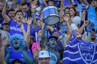 Itajai (SC), 10 / 04 / 2025 - Barra FC ve Santa Cruz arasındaki maç sırasında Barra FC taraftarları, 2025 Brezilya D Serisi finalinin ikinci ayağı için geçerli, Arena Barra FC stadyumunda yapıldı. (Richard ferrari.) (2nci bölüm))