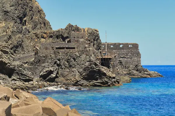 El Castillo del Mar (Castle of the Sea), former freight and banana transport terminal, today an abandoned place in Vallehermoso, La Gomera, Spain