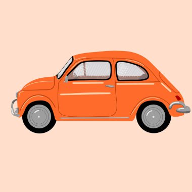 Turuncu retro araba. Vektör illüstrasyonu