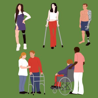 Kapsayıcı bir grup insan. Vektör illüstrasyonu