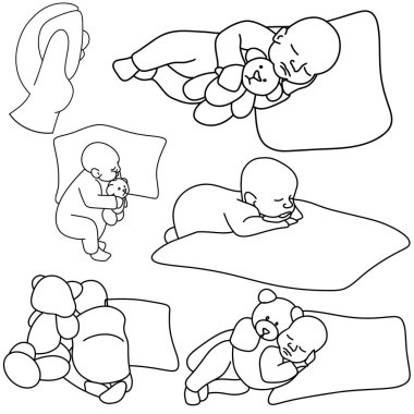 Bebeklerin taslak çizimlerinin vektör kümesi