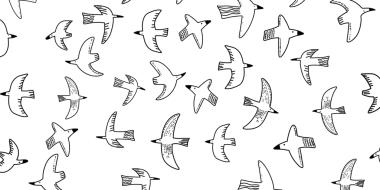 Kuşların tasviri, kusursuz desen, şeffaf arkaplan