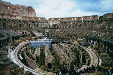 Colosseum. Rome. Italy. View of the stands, arena and underground structures of the Colosseum. UNESCO World Heritage Site clipart