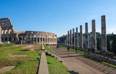 Colosseum. Rome. Italy. View of the stands, arena and underground structures of the Colosseum. UNESCO World Heritage Site clipart