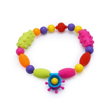 A set of bright and colorful toy rings designed for kids creative play. These playful accessories can be combined to form various shapes, enhancing imagination and motor skills. Picture on a white