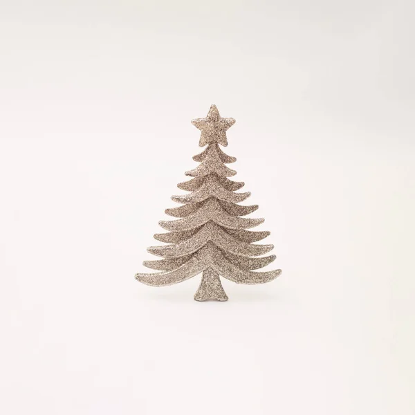 Ασημένιο Glitter Διακοσμητικό Χριστουγεννιάτικο Δέντρο Λευκό Φόντο — Φωτογραφία Αρχείου