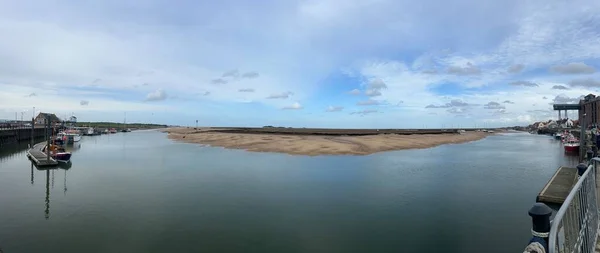 Panorama Prachtige Zeegezicht Uitzicht Rustige Haven Zee Uit Tot Horizon — Stockfoto
