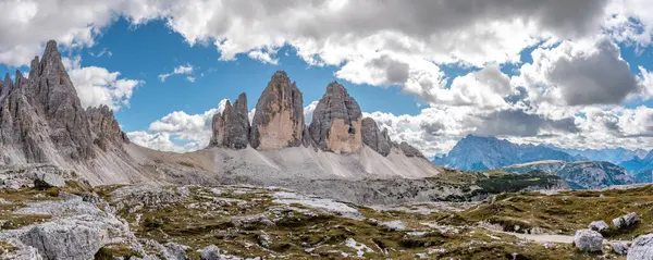 stock image Scenic calm mountain landscape in the surroundings of the famous Three Peaks mountains, Dolomites in South Tirol