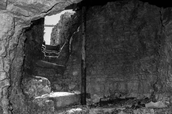 Überreste Einer Militärunterkunft Auf Dem Piano Den Dolomiten Erbaut Während — Stockfoto