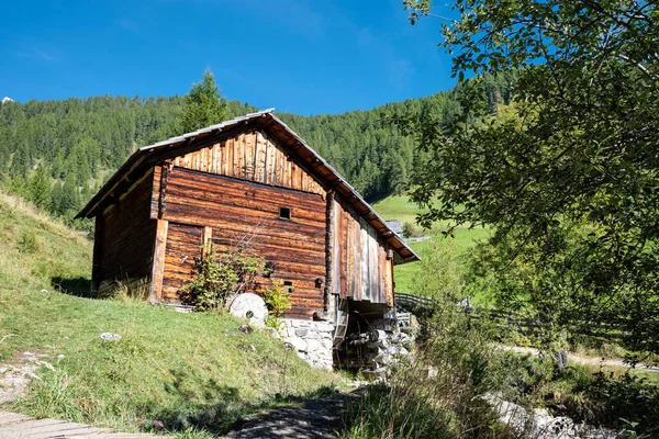 stock image An old wooden watermill in Val di Morins, the Dolomite Alps of South Tirol