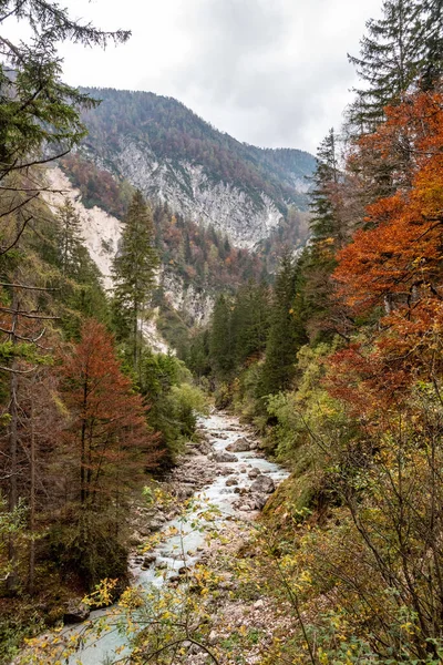 Hiking Vrata Valley Autumn Triglav National Park Julian Alps Slovenia — Stock Photo, Image
