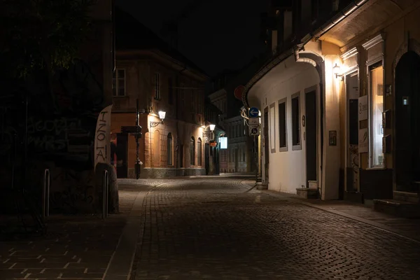 Cênico Beco Abandonado Trubarjeva Centro Cidade Liubliana Noite Eslovênia — Fotografia de Stock