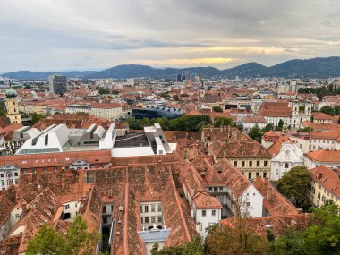 Scenic panoramic view of downtown Graz, seen from the Schlossberg, Austria