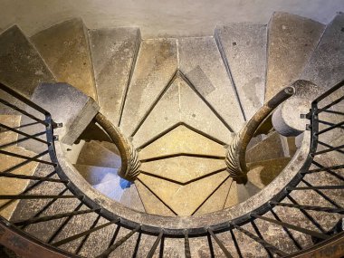 Iconic mediaeval double spiral staircase in the old castle of Graz, Austria