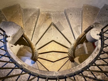 Iconic mediaeval double spiral staircase in the old castle of Graz, Austria