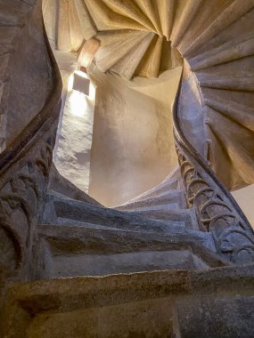 Iconic mediaeval double spiral staircase in the old castle of Graz, Austria