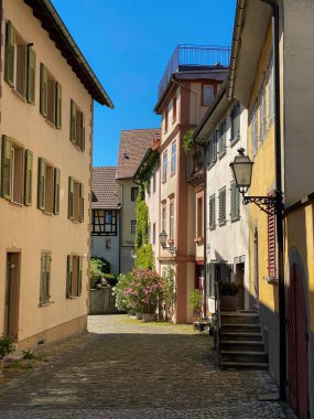 Narrow alleyway in the historic center of Bregenz, Austria