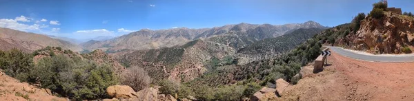Panoramautsikt Över Berömda Tizi Test Pass Atlasbergen Marocko — Stockfoto