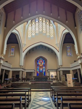 Güzel Art Deco Katedrali. St. Peter Rabat, Fas 'ın merkezinde.