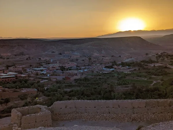 Ηλιοβασίλεμα Στην Παλιά Ιστορική Πόλη Ait Ben Haddou Μαρόκο — Φωτογραφία Αρχείου