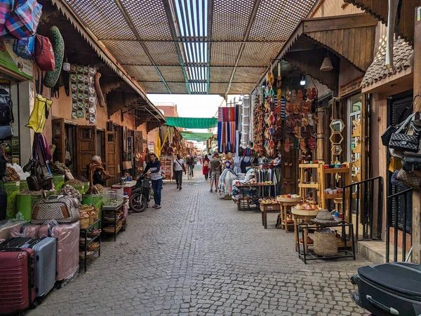 Impresiones Los Típicos Zocos Marroquíes Medina Marrakech — Foto de Stock