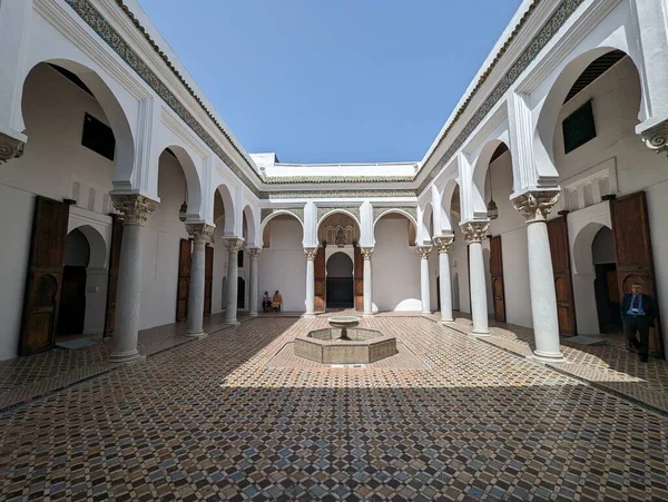 Hermoso Patio Blanco Del Museo Kasbah Tánger Marruecos Imagen de archivo