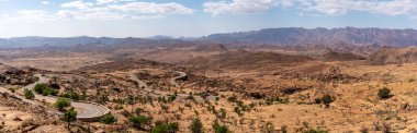 Anti-Atlas Dağları, Fas 'taki Tafraoute Vadisi' nde harika bir panoramik manzara.