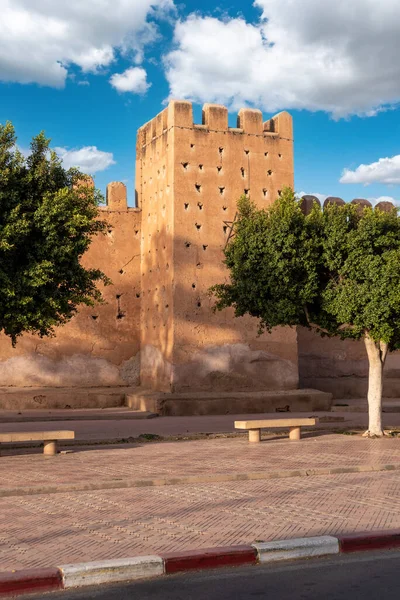 Γραφικό Τείχος Της Αρχαίας Μαροκινής Πόλης Taroudannt Βόρεια Αφρική — Φωτογραφία Αρχείου