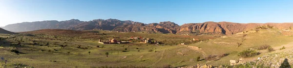 Panorama Viviendas Región Tizourgane Montañas Del Atlas Fondo Marruecos —  Fotos de Stock