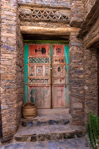 Старая Старинная Дверь Марокканской Деревне Горах Антиатласа — стоковое фото