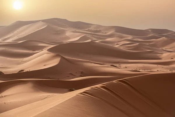 Pittoreska Sanddyner Erg Chebbi Öknen Del Afrika Sahara Marocko Stockbild