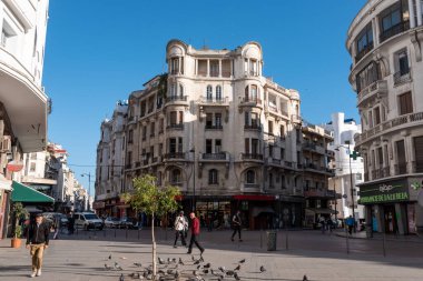 Kazablanka, Fas 'taki Ville Nouvelle' de terk edilmiş eski Art Deco evleri.