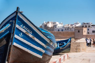 Essaouira, Fas limanında Scala du Port manzarası