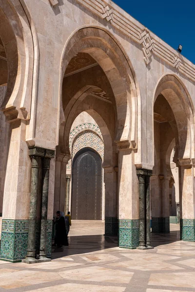 Wnętrze Słynnego Meczetu Hassan Wybrzeżu Casablanki Maroko — Zdjęcie stockowe