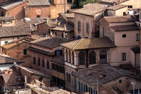 Gamla Bostadshus Centrum Siena Italien Sett Utifrån Facciatones Panoramautsikt Stockfoto