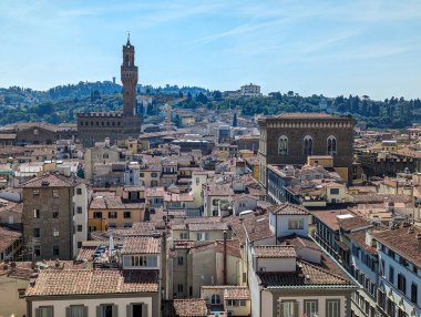 Floransa merkezi ve ünlü Palazzo Vecchio, İtalya manzarası