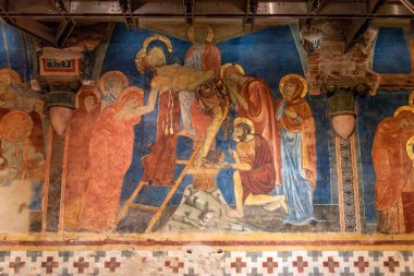 SIENA, ITALY - SEPTEMBER 23, 2023 - Famous fresco of Christ, in the Crypt of the Siena cathedral, Italy clipart