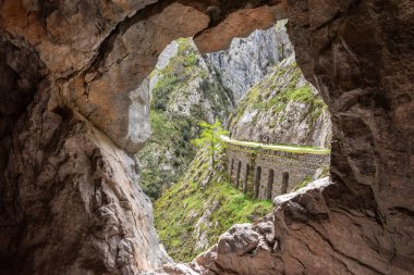 Kuzey İspanya, Asturias 'taki Picos de Europa dağlarında Cares' in muhteşem manzarası.
