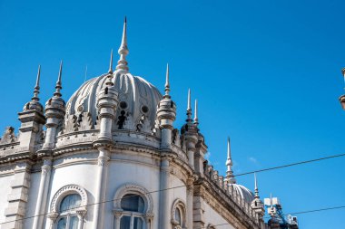 Classical rooftop decoration of an old building in Bairro Alto district of Lisbon, Portugal clipart