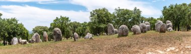 Well preserved stone age cromlech of Almendres near Evora, Portugal clipart