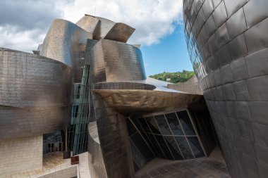 Bilbao, İspanya - Mai 16, 2024 - İspanya 'nın Bilbao kentindeki Modern Sanat Guggenheim Müzesinin Çağdaş Mimarisi