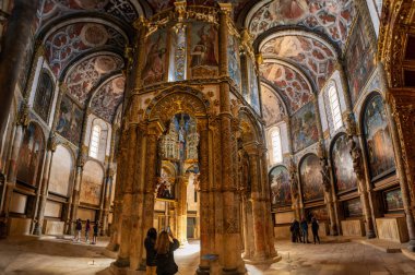 Tomar, Portugal - June 02, 2024 - Famous presbytery in the Charola, part of the fortified Convento de Cristo in Tomar, former main convent of the Order of the Templar, Portugal clipart