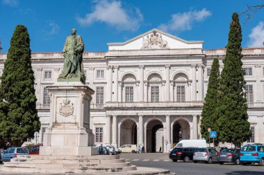 Lisboa, Portekiz - Haziran 04, 2024 - Lizbon 'daki Ajuda Ulusal Sarayı' nın ana kapısı, Portekiz Kültür Bakanlığı, Portekiz