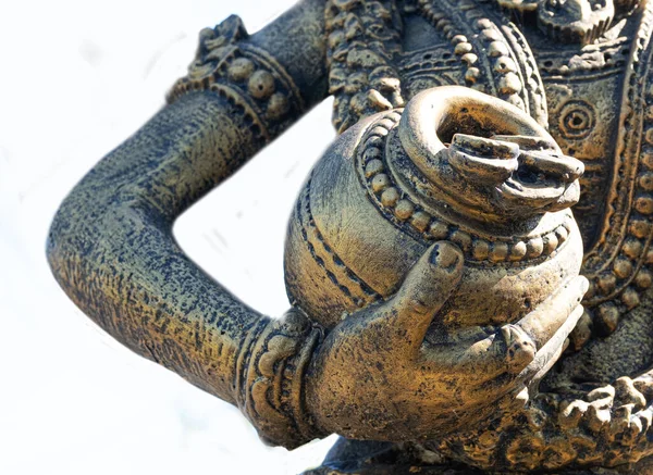 Крупный План Изолированного Покрашенного Золота Черного Бетона Руки Индуистского Бога — стоковое фото