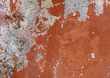 Kirli eski turuncu kısmen boyanmış beton duvar arkaplanı ve duvar kağıdı dokusu