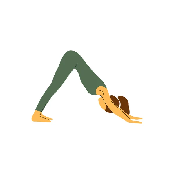 Une Fille Qui Fait Yoga Chien Orienté Vers Bas Adho — Image vectorielle