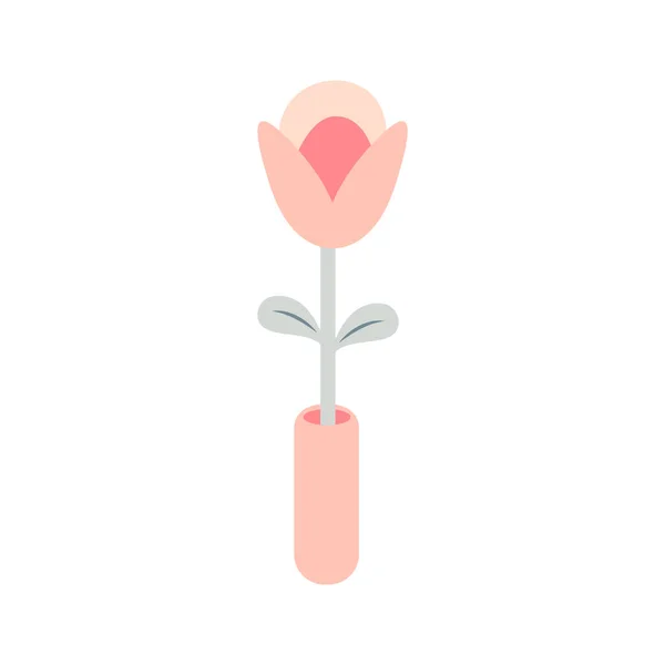 Cute tulip flower in a small vase, minimalist childish design, spring concept, Valentine's day concept